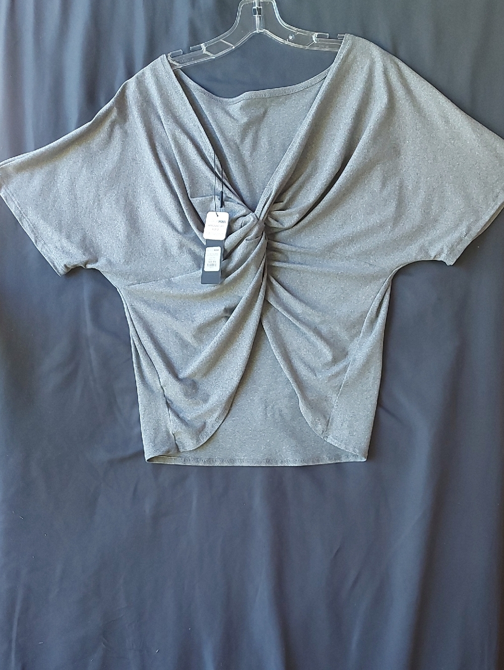 Fashion Nova Gray Twist-Front Crop Top